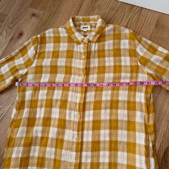 Pact 100% Organic Cotton Gauze Checkered Golden Yellow White Tunic Dress XS / S - Picture 5 of 12
